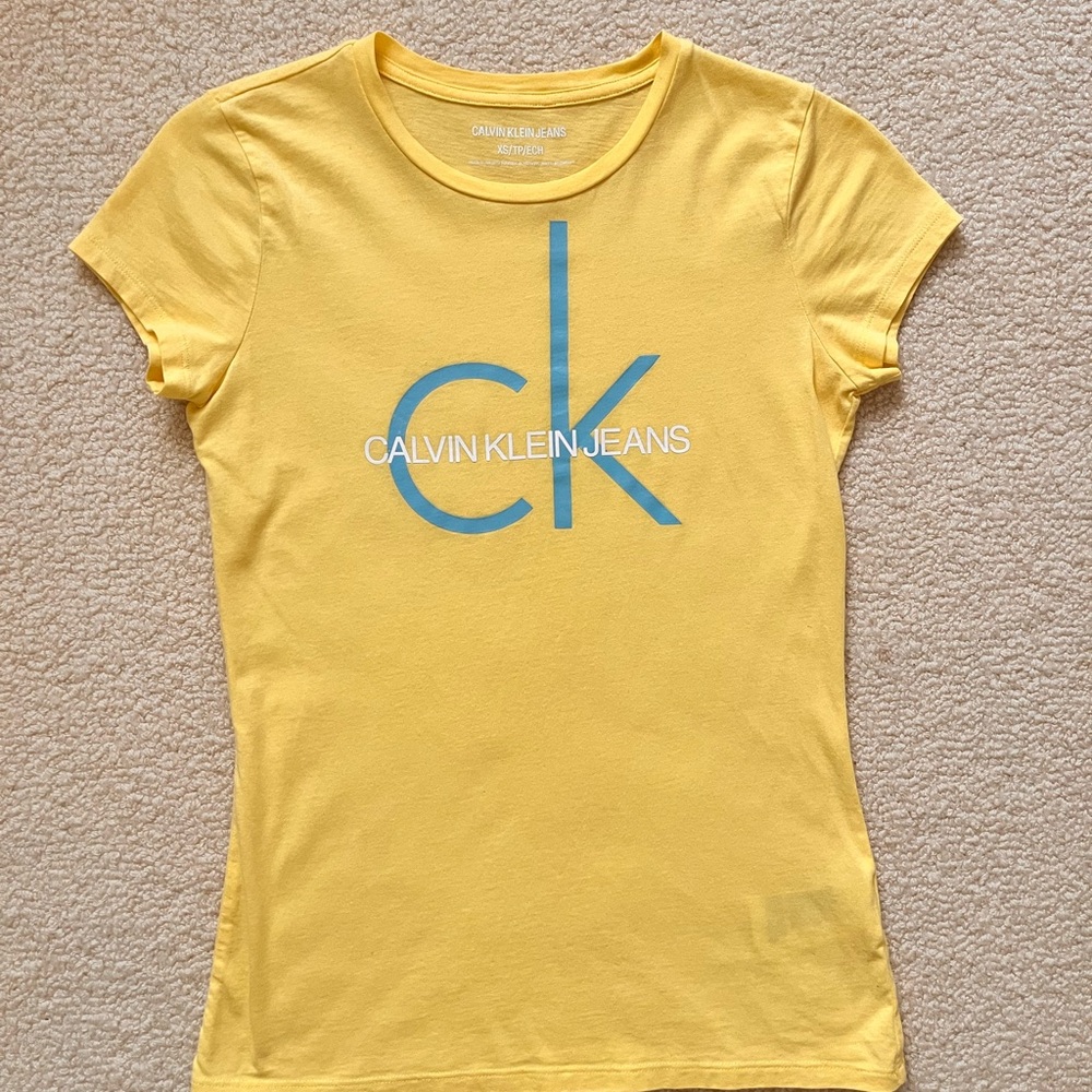 Calvin Klein Jeans Yellow Tee with Blue Logo